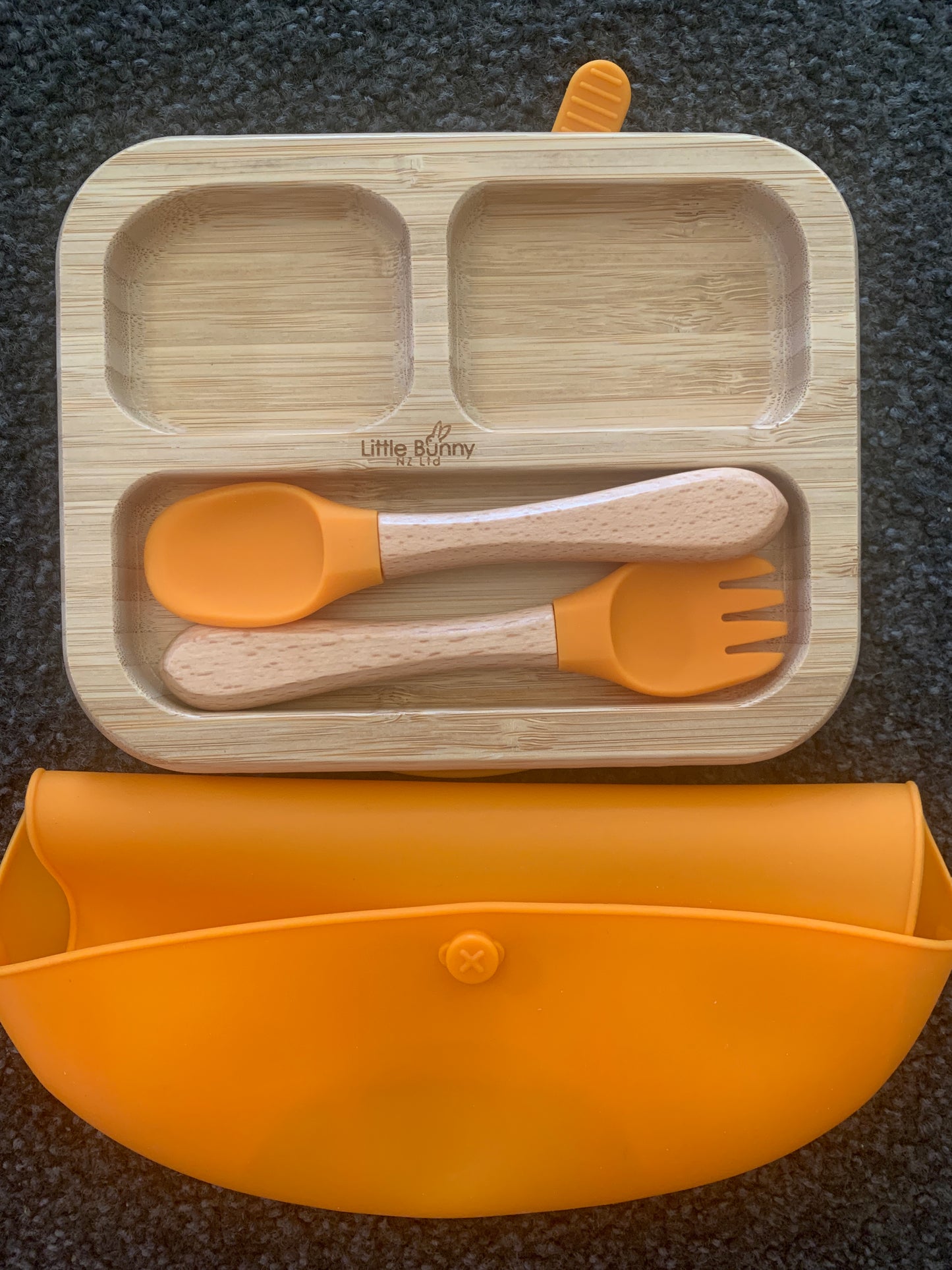 **50% OFF at Checkout. Square Bamboo Plate, Spoon&Fork with Bib