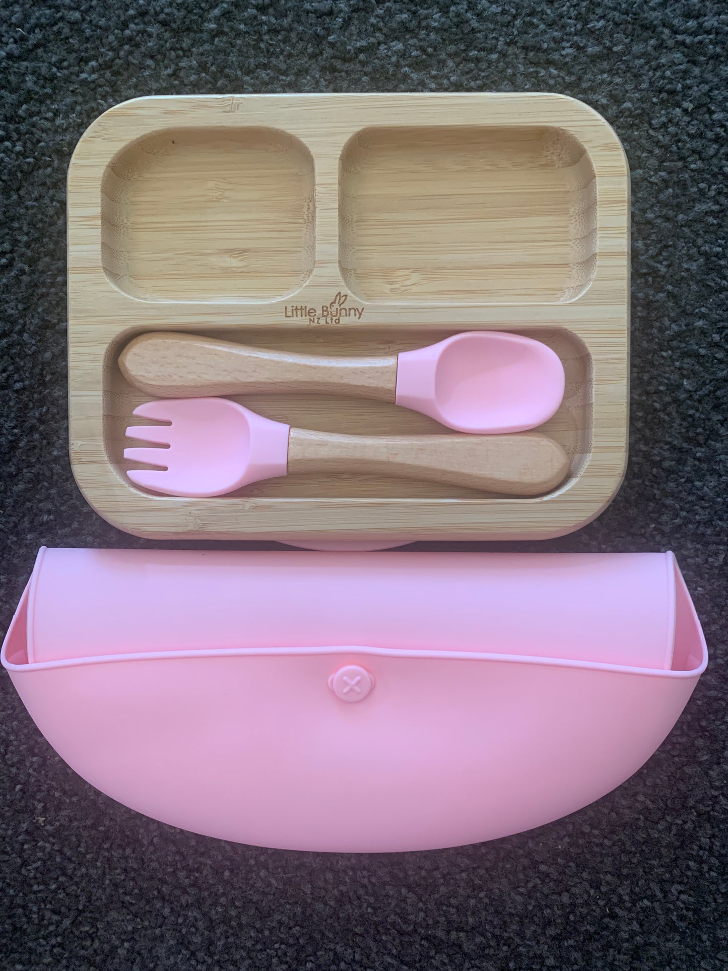 **50% OFF at Checkout. Square Bamboo Plate, Spoon&Fork with Bib