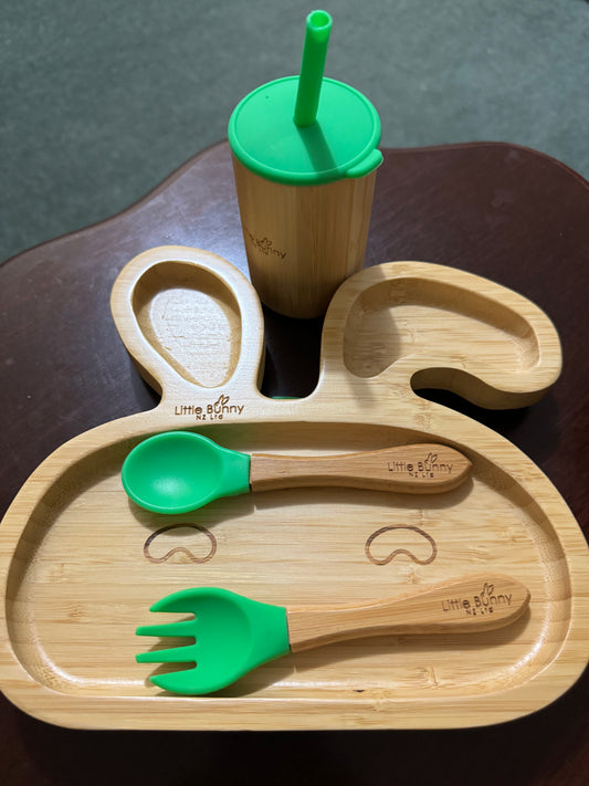 **50% OFF at Checkout. Bamboo Bunny Feeding set - Green